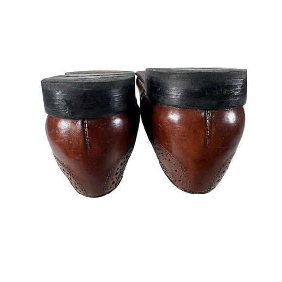 Stacy Adams 80's Vintage Mens Size 10 M Brown Leather Cap Toe Dress Shoes - Picture 7 of 9